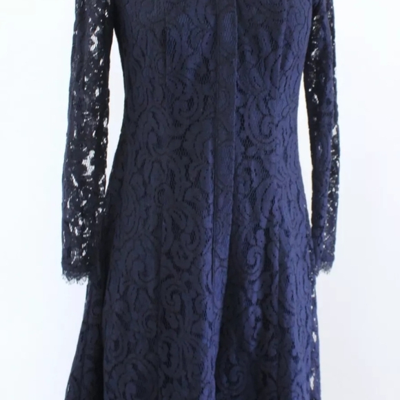 Nanette Lepore Blue Mini Dress Elegant Lace Design Saphire Color - Picture 8 of 8